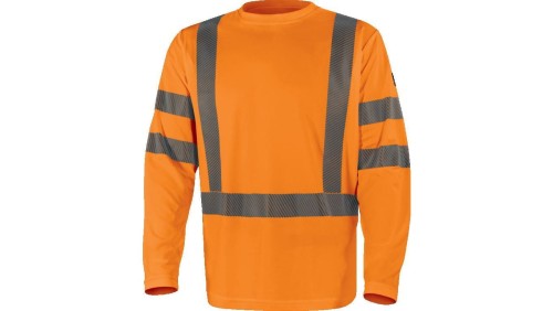 T-shirt ostrzegawczy z długimi rękawami z poliestru, kl. 3, kolor Pomarańczowy Fluo, rozmiar: 4XL, COSMOOR4X
