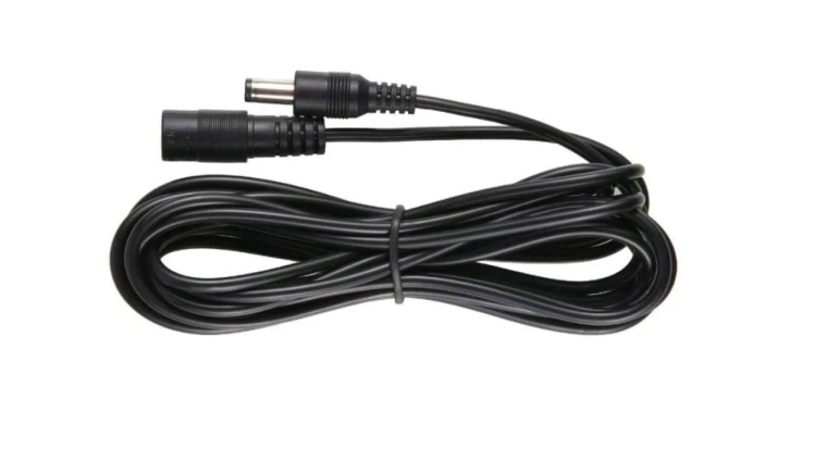 Przedłużacz DC 5.0m dwużyłowy 2x0.5mm2 w oplocie wtyk/gniazdo 2.1x5.5 mm