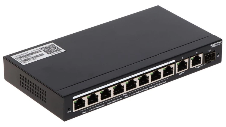 Switch PoE RG-ES210GS-P 10xGE 8xGigabit PoE 1xSFP