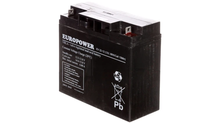 Akumulator bezobsługowy AGM 20Ah 12V Europower EV 22-12