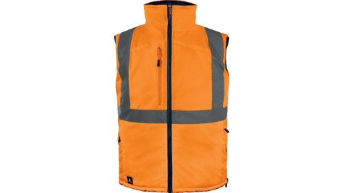 Kamizelka ocieplana, ostrzegawcza, dwustronna z poliestru Oxford, Pomarańczowy fluo-granatowy, rozmiar: XL, FIDJ3HVORXG