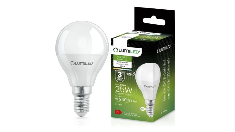 Żarówka LED E14 P40 2.5W = 25W 249lm 4000K Neutralna 180 Lumiled