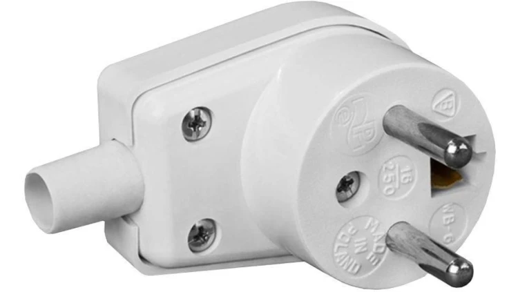 Wtyczka kątowa 220-01 16A 250V IP20 BIAŁA VIPLAST 220-01