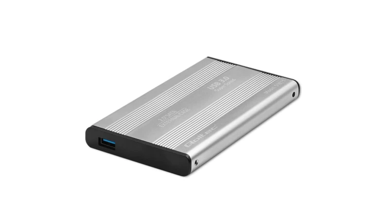 Qoltec Aluminiowa Obudowa kieszeń do dysków HDD SSD 2.5 SATA3 USB 3.0 Srebrny