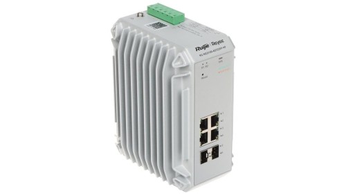 Switch przemysłowy PoE+ RG-NIS3100-4GT2SFP-HP 4xGigabit PoE 2xSFP zasilanie redundantne, temp -40/+65oC IP40