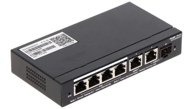 Switch PoE RG-ES206GS-P 6xGE 4xGigabit PoE 1xSFP