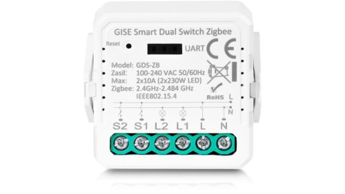 GISE Smart Podwójny moduł przekaźnikowy (bez N) Zigbee Tuya GDS-ZB-NN