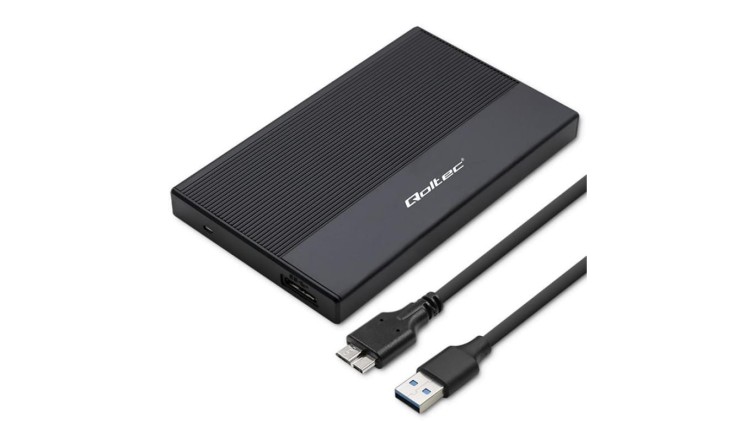 Qoltec Aluminiowa Obudowa Kieszeń na dysk SSD HDD 2.5 SATA USB 3.0 Super speed 5Gb/s 2TB Czarny