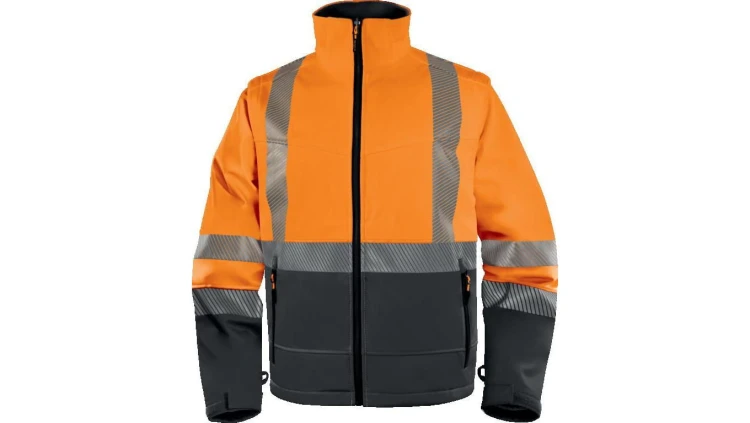 Kurtka ostrzegawcza Softshell z poliestru Stretch, kl.2, kolor ​Pomarańczowy fluo-szary, rozmiar: 5XL, FASTOR5X