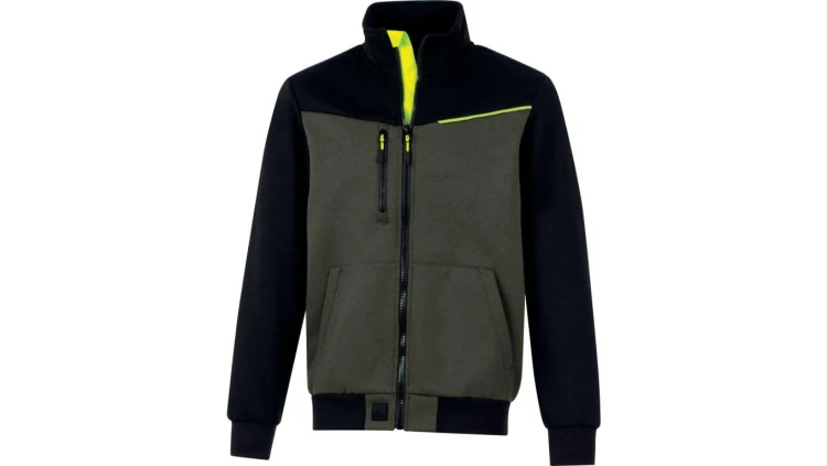 Bluza Sweat zapinana na zamek - Molton poliester bawełna z recyklingu, kolor Khaki-czarny, rozmiar: XXL, SWABIKAXX