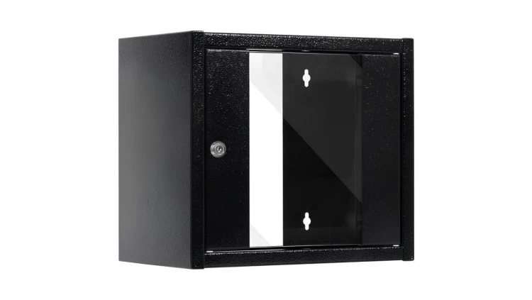 Szafa wisząca RACK 10 6U 300mm drzwi szklane czarna NETRACK S-Line
