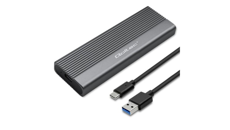Qoltec Aluminiowa Obudowa Kieszeń na dysk SSD M.2 SATA NGFF USB-C Super speed 2TB Szary