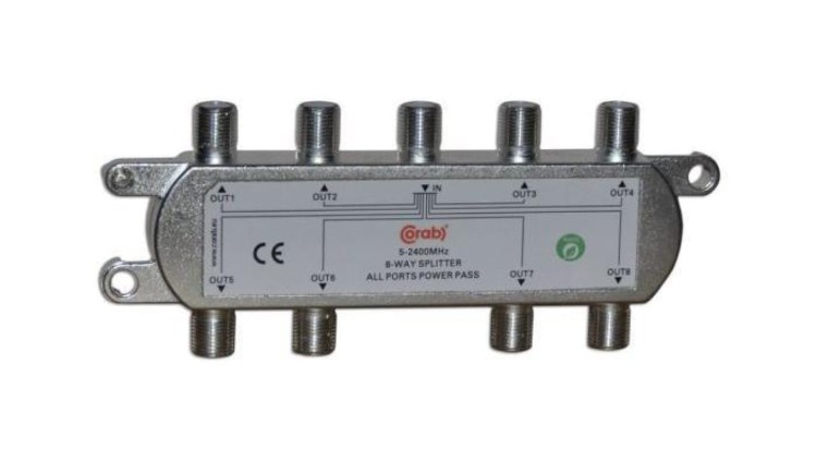 Rozgałęźnik- splitter 5-2400 Mhz CORAB 8-drożny z przejściem napięcia