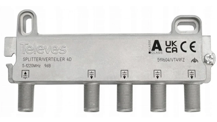 Rozgałęźnik antenowy rtv 4-drożny F4D 519604 Televes