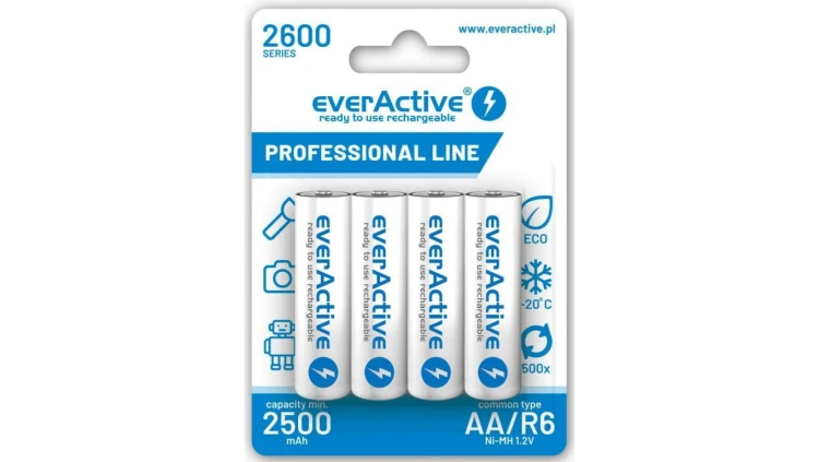Akumulatorki AA / R6 Ni-MH everActive 2600mAh Professional Line (box 4 szt.)