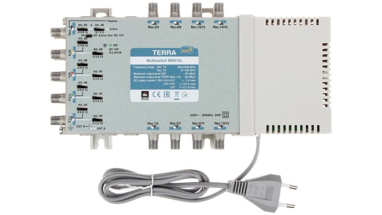 MULTISWITCH MR-916L 9 WEJŚĆ / 16 WYJŚĆ TERRA