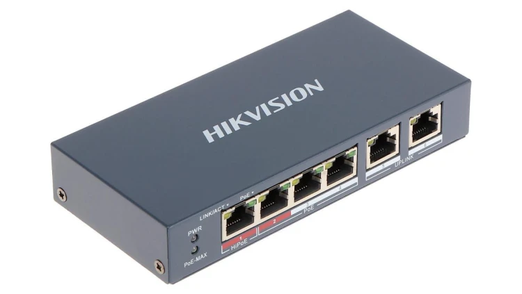 SWITCH POE DS-3E0106HP-E 4-PORTOWY Hikvision