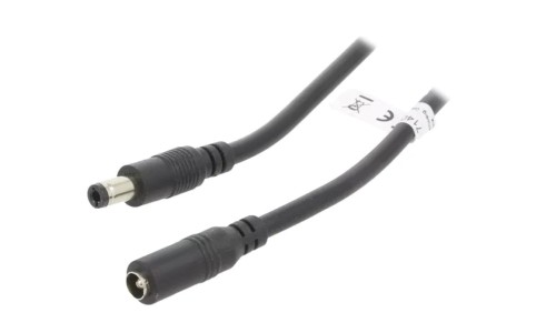 GOOBAY-71402 Kabel DC 5,5/2,5 wtyk, DC 5,5/2,5 gniazdo czarny 10m