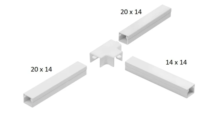Osprzęt do listew elektroinstalacyjnych, trójnik redukcyjny BIAŁY LOR 20x14x20 (1szt.)