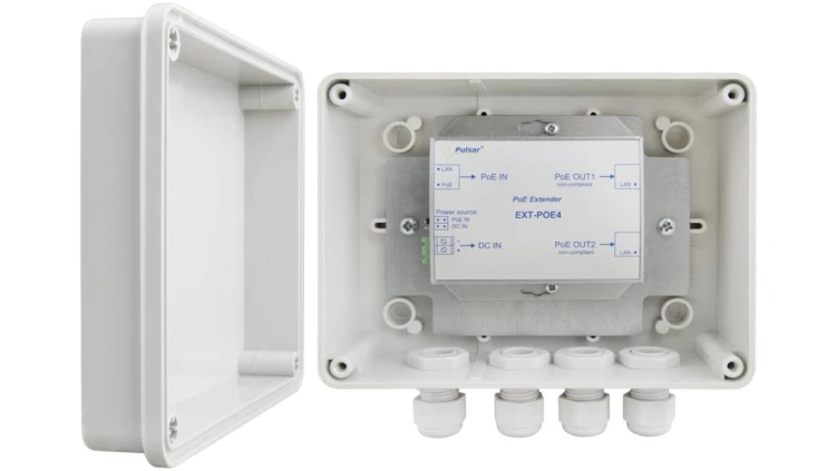 EXTENDER POE W OBUDOWIE HERMETYCZNEJ DO 2 KAMER IP Pulsar EXT-POE4H 48V