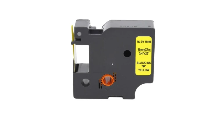 Taśma D1 45808 do drukarki DYMO 19mm 7m żółta taśma czarny nadruk
