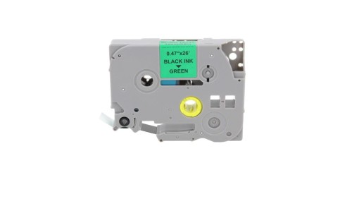 Taśma Tze-731 do drukarki Brother 12mm 8m zielona taśma czarny nadruk
