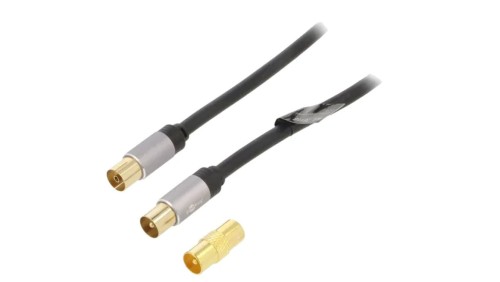 GOOBAY-PLUS-78355 Kabel 5m ekranowany, oplot z drutów aluminiowych PVC czarny