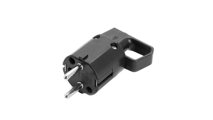 Wtyczka z uchem, z/u uni-schuko 16A 250V IP20 CZARNA VIPLAST 325-05