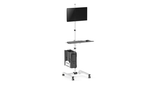 Wózek stand profesjonalny Maclean, mobilne stanowisko komputerowe na kółkach, max 17-32, max 20kg, MC-793 W