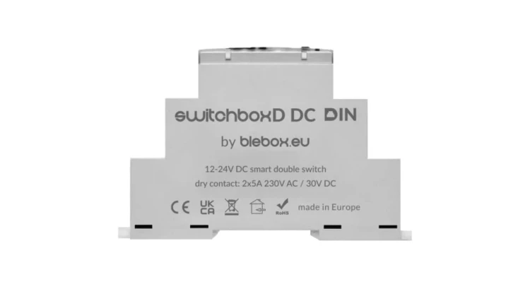 BleBox switchBoxD DC DIN Włącznik 2-kanałowy 12/24V Wi-Fi SMARTHOME