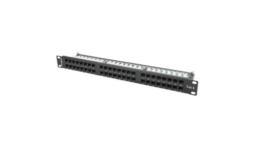 Patch panel RACK 19 kat.6 48p UTP z półką 1U LANBERG