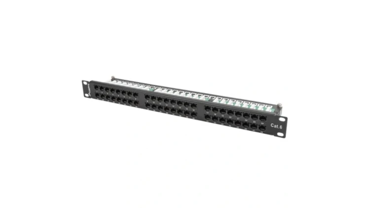Patch panel RACK 19 kat.6 48p UTP z półką 1U LANBERG