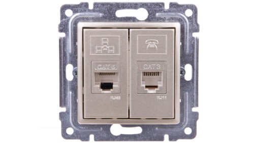 VENA Gniazdo teleinformatyczne RJ45 kat.5e nieekranowane + RJ11 satyna 515069