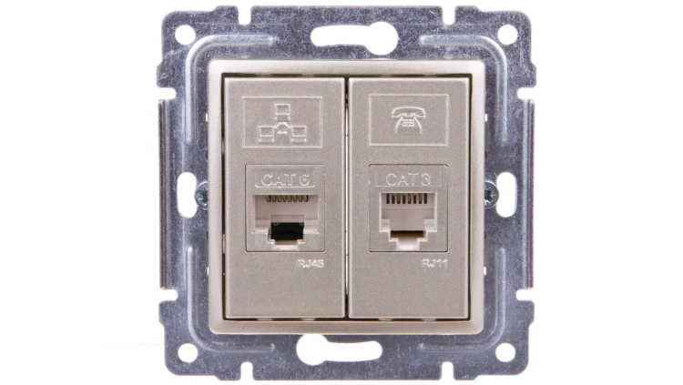 VENA Gniazdo teleinformatyczne RJ45 kat.5e nieekranowane + RJ11 satyna 515069