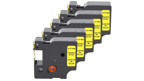 Taśma 5x D1 45808 do drukarki DYMO 19mm 7m żółta taśma czarny nadruk /5szt./