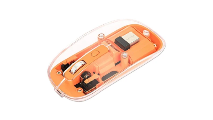 Myszka bezprzewodowa 2.4GHz RF USB 1600dpi przezroczysta 190282