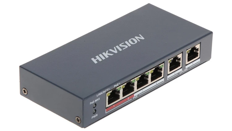 SWITCH POE DS-3E0106P-E/M 4-PORTOWY Hikvision
