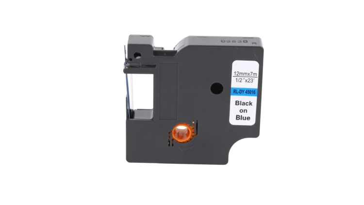 Taśma D1 45016 do drukarki DYMO 12mm 7m niebieska taśma czarny nadruk