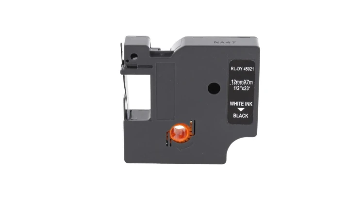 Taśma D1 45021 do drukarki DYMO 12mm 7m czarna taśma biały nadruk