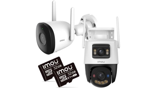 Zestaw 2 kamer IP Imou bullet 3 5MP i Cruiser Dual 10MP z kartami pamięci 32GB