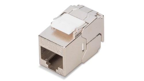 Krótki moduł (gniazdo) keystone RJ45 (8P8C) kat.6A, STP, ekranowany, beznarzędziowy, stalowy DN-93615-S