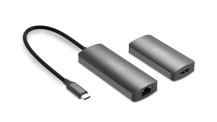Przedłużacz/Extender USB-C - HDMI 30m po skrętce Cat.6 4K120Hz HDCP 2.3 (zestaw) DS-55343