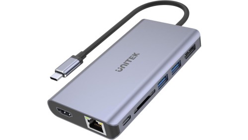 Adapter Unitek D1056A Hub USB-C 2x USB 3.1 HDMI DP RJ45 czytnikSD