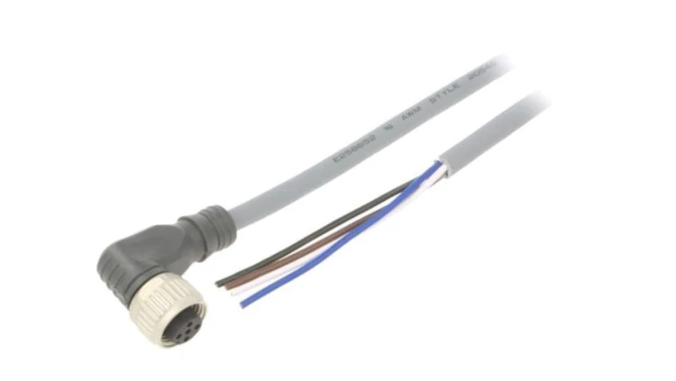 CONE14NF-A5P Przewód przyłączeniowy, PIN: 4, kątowe, 5m, M12, 250VAC, 4A, Żyły: 4