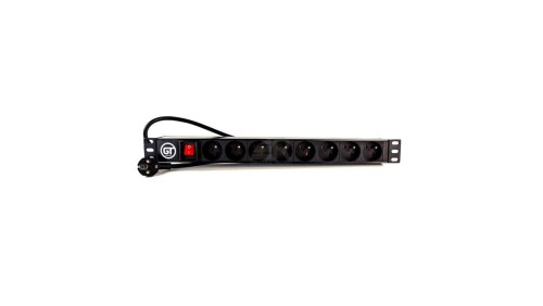 GT Networks Listwa zasilająca PDU 19 1U 1F 16A 8 x CEE 7/5 (PL/FR) wyłącznik z LED 3m