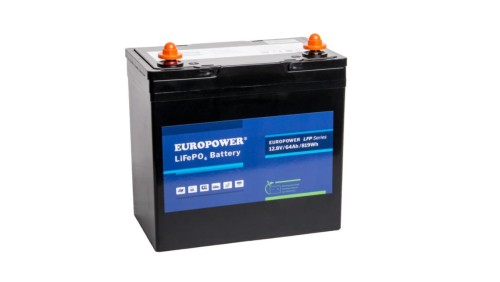EUROPOWER Akumulator 12,8V - 64Ah LiFePO4, litowo - żelazowo - fosforanowy z BMS, praca cykliczna i buforowa, 5 lat gwarancji.