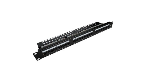 GT Networks Panel krosowy 19 1U 24 gniazda RJ45 kat. 6 nieekranowane UTP z półką czarny