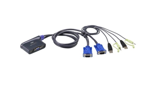 Aten Kabelkowy przełącznik KVM 2 port USB VGA Audio 0,9m