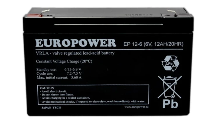 EUROPOWER Akumulator 6V EP12Ah żywotność: 6-9 lat