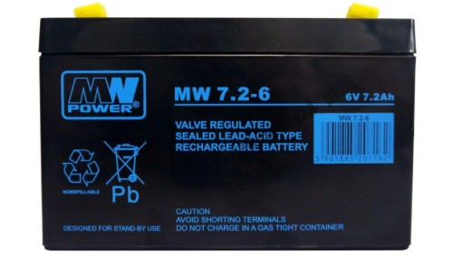 MW Power Akumulator 6V MW 7,2Ah żywotność: 6-9 lat fast-on 187 (T1)